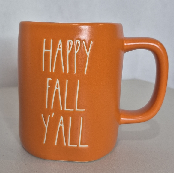 Rae Dunn Artisan Collection Orange "Happy Fall Y'All"  Ceramic  Hot Beverage Mug - Picture 1 of 7